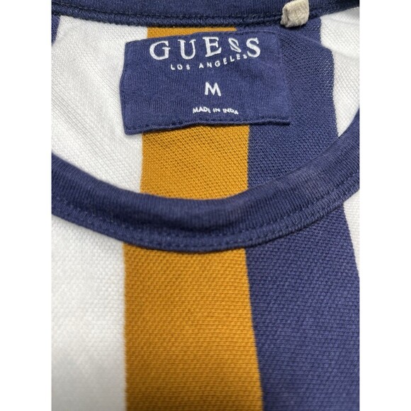 Men's Guess Vintage Striped Short Sleeve Crew Neck Shirt - Size M - Picture 3 of 3